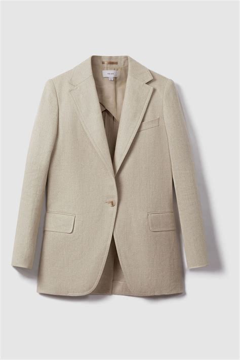 petite cassie|Reiss Natural Cassie Petite Linen Single Breasted Suit Blazer